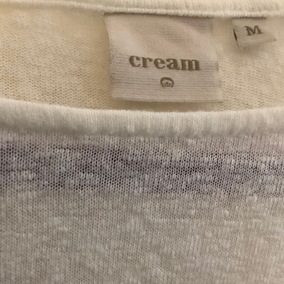 Cream Viscose/linen Top M - Picture 2 of 5